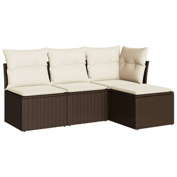 vidaXL Garden Sofa Set Brown and Cream