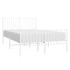 vidaXL Bed Frame White Powder-Coated Steel Small Double Bed Frame