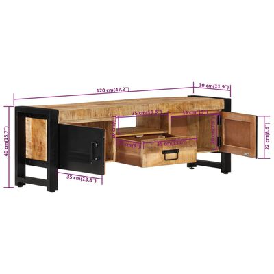 vidaXL TV Stand 47.2"x11.8"x15.7" Solid Wood Mango