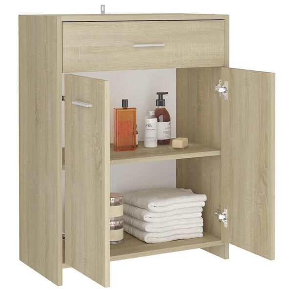 vidaXL Bathroom Cabinet Sonoma Oak 23.6"x13"x31.5" Engineered Wood