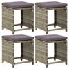 vidaXL Patio Stools 4 pcs with Cushions Poly Rattan Grey