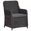 vidaXL Outdoor Dining Set Black and Dark Grey Half Round Poly Rattan