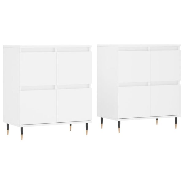 vidaXL Sideboard Set of 2 White Engineered wood, metal Medium