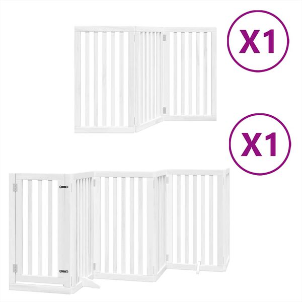 vidaXL Dog Gate Set of 9 White Poplar Wood 177.2 in long Foldable