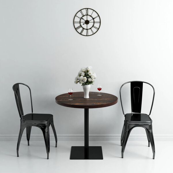 vidaXL Dining Table Dark Ash MDF, Steel 31.5 in Diameter Simple