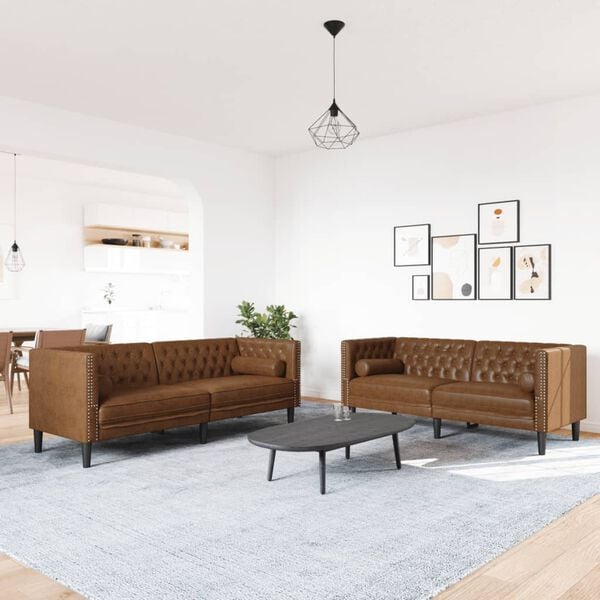 vidaXL Chesterfield Sofa Set Brown