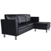vidaXL Sectional Sofa 3-Seater Artificial Leather Black