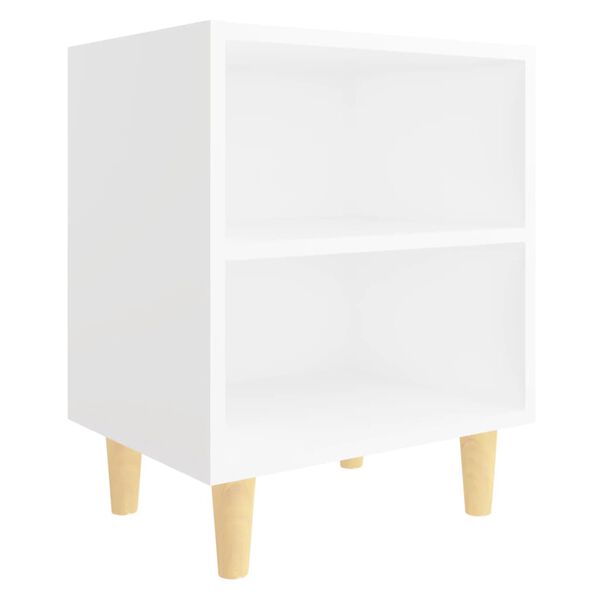 vidaXL Bed Cabinet White Engineered wood, Solid eucalyptus wood Medium