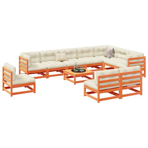 vidaXL Garden Sofa Set Wax Brown Solid Pine Wood Large Breathable Design