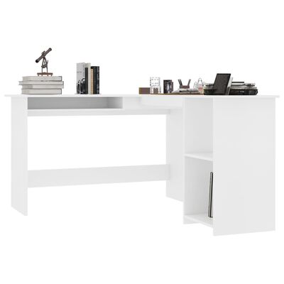 vidaXL L-Shaped Corner Desk White 47.2"x55.1"x29.5" Engineered Wood