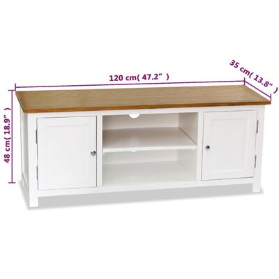 vidaXL TV Cabinet 47.2"x13.8"x18.9" Solid Oak Wood
