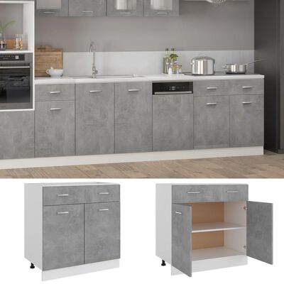 vidaXL Drawer Bottom Cabinet Concrete Gray 31.5"x18.1"x32.1" Engineered Wood