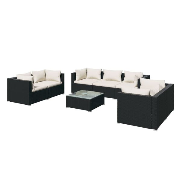 vidaXL Garden Lounge Set Black, Cream