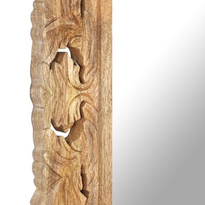 vidaXL Hand Carved Mirror Brown 31.5"x19.7" Solid Mango Wood