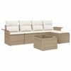 vidaXL Outdoor Sofa with Cushion 6 pcs Beige Poly Rattan