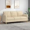 vidaXL 3-seater Sofa Cream Fabric (100% polyester), Metal, Textilene