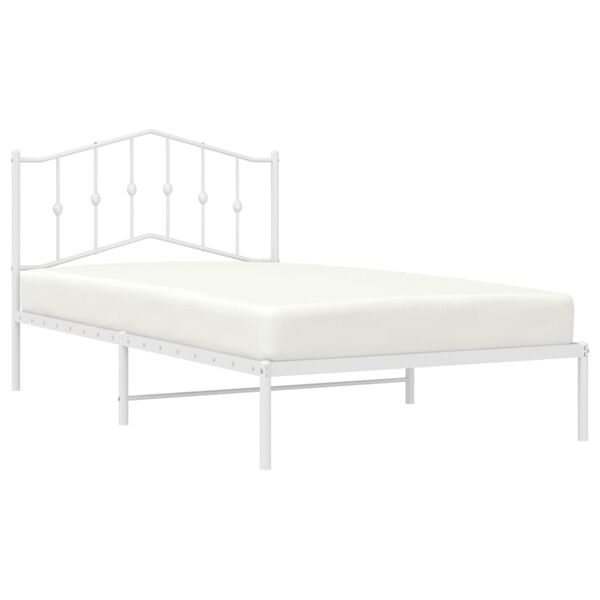 vidaXL Bed Frame White Steel Single Bed Frame Rectangular Modern