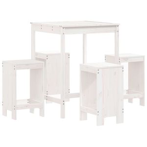 vidaXL Garden Bar Set White Solid Pine Wood Table for 4 Seats Many