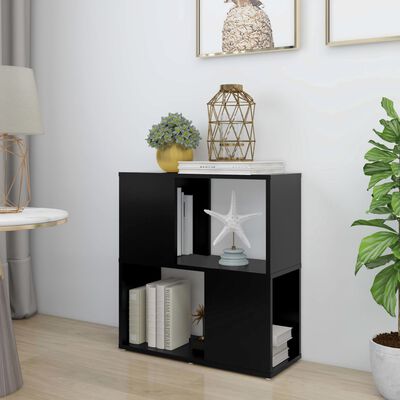 vidaXL Book Cabinet Black 23.6"x9.4"x24.8" Engineered Wood