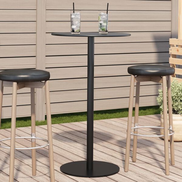 vidaXL Garden Table Black Powder-Coated Steel Medium Durable