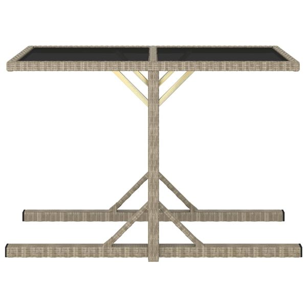 vidaXL Outdoor Table Beige Poly rattan, powder-coated steel, glass