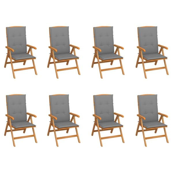 vidaXL Garden Chair Set of 8 Teak wood Standard Foldable Garden Chair