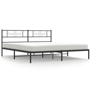 vidaXL Bed Frame Black Powder-Coated Steel 76 x 80 in Bed Frame