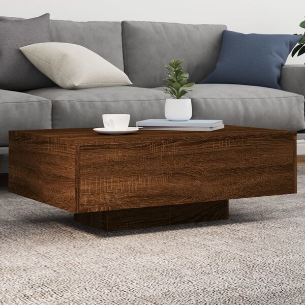 vidaXL Coffee Table Brown oak Engineered wood 33.5 x 21.7 x 12.2 in