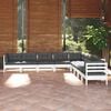 vidaXL Garden Lounge Set White and Anthracite Solid Pine Wood, Polyester