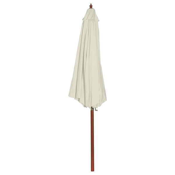 vidaXL Garden Parasol Sand White Polyester, Hardwood Large