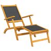 vidaXL Deck Chair Black Solid Acacia wood Large Foldable Deck Chair