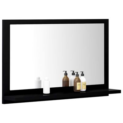 vidaXL Bathroom Mirror Black 23.6"x4.1"x14.6" Chipboard