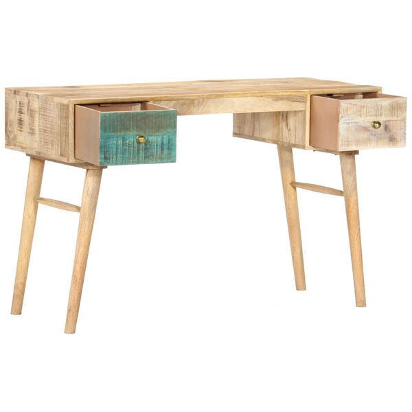vidaXL Desk Natural wood with accent colors Solid mango wood