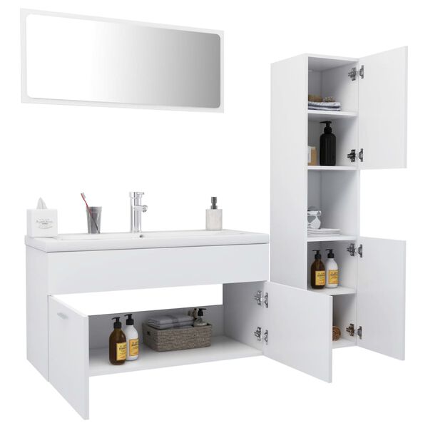 vidaXL Bathroom Furniture Set White Engineered wood, acrylic, ceramic