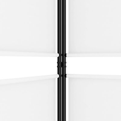 Close-up of connector joint between two black metal poles of a room divider