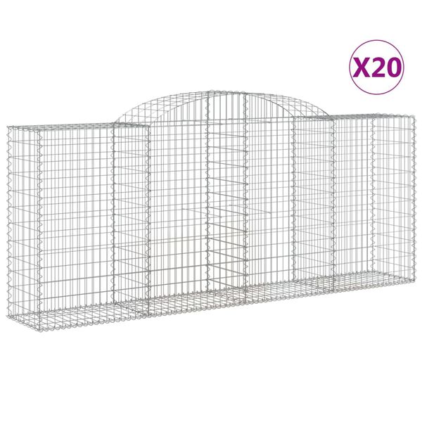 vidaXL Gabion Basket Set of 20 Silver Galvanized iron Large