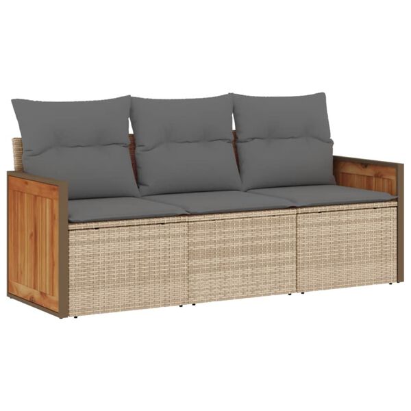 vidaXL Garden Sofa Set Beige PE rattan 3-piece set Modular
