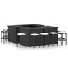 vidaXL Garden Bar Set Black Poly rattan 16-piece set Removable Covers