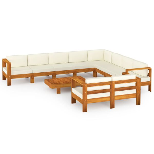 vidaXL Wooden Lounge Set Cream White Solid Acacia wood Large Modular