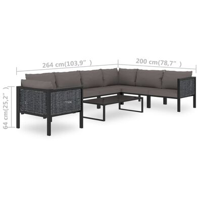 vidaXL 8 Piece Patio Lounge Set with Cushions Poly Rattan Anthracite