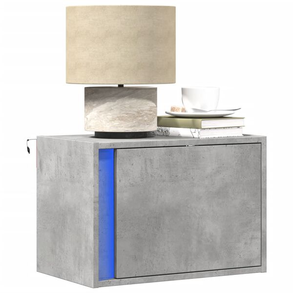 vidaXL Wall-mounted Bedside Cabinet Concrete Gray Engineered Wood Compact