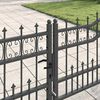 vidaXL Fence Gate with Spear Top Black 159.8"x 29.5" Powder-coated Steel
