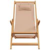 vidaXL Folding Beach Chair Taupe Solid Wood Eucalyptus and Fabric