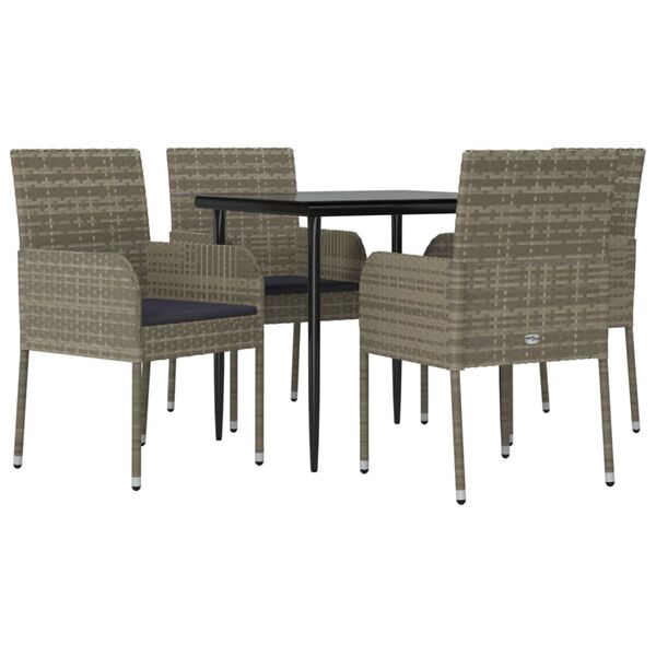 vidaXL Garden Dining Set Black and Grey