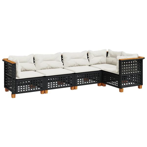 vidaXL Garden Sofa Set Black, Cream White