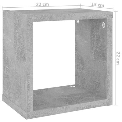 vidaXL Wall Cube Shelves 4 pcs Concrete Gray 8.7"x5.9"x8.7"