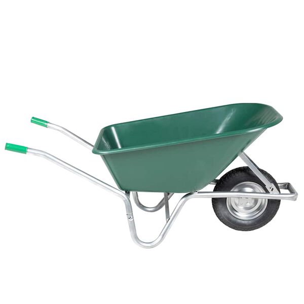 vidaXL Wheelbarrow Green Galvanized Steel and Plastic Large
