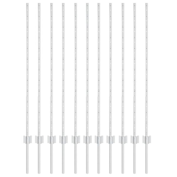 vidaXL Fence Post 11 pcs Silver 47.24 in Steel