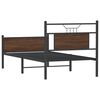 vidaXL Bed Frame Brown Oak Engineered Wood and Steel Single Bed Frame