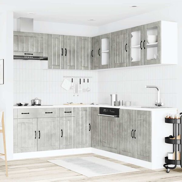 vidaXL Kitchen Cabinet Set Concrete Grey Engineered Wood Large